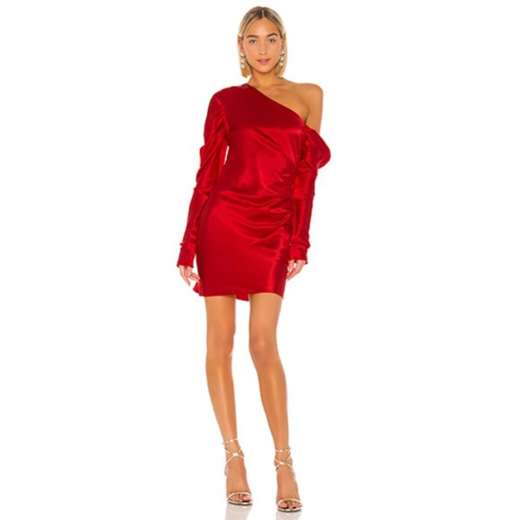 Michael Lo Sordo Dresses & Skirts - NWT Michael Lo Sordo Cold Shoulder Asymmetric Satin 100% Silk Mini Dress X Small